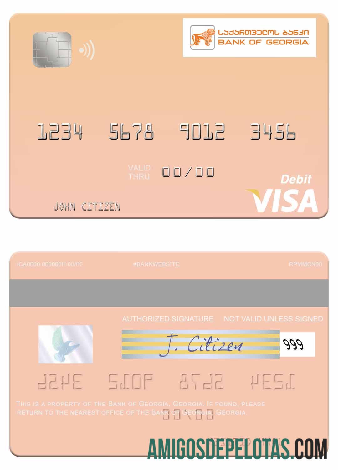 Cartão de débito Visa do Georgia Bank Of Georgia baixar para verificação